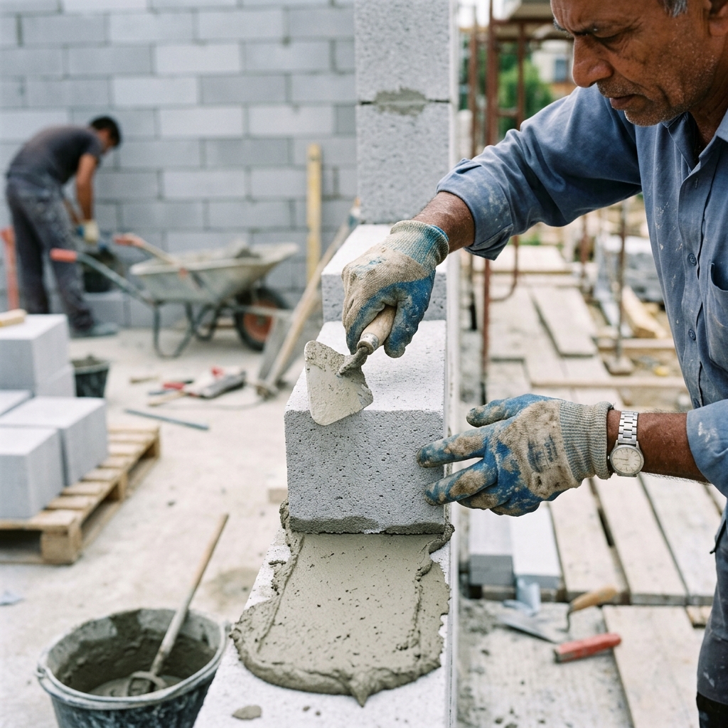 AAC Block masonry using thin bed jointing mortar